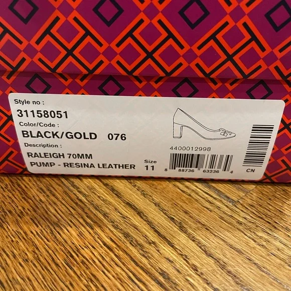 Tory Burch Raleigh heels 70mm black and gold size 11 - Picture 3 of 10